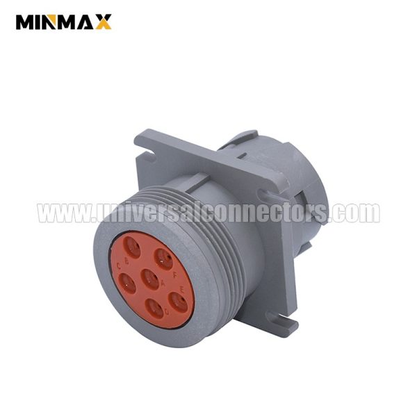 deutsch hd 10 serie hd10 6 96p male 6 pins wire to panel, gray flange mount automotive connector for actuator
