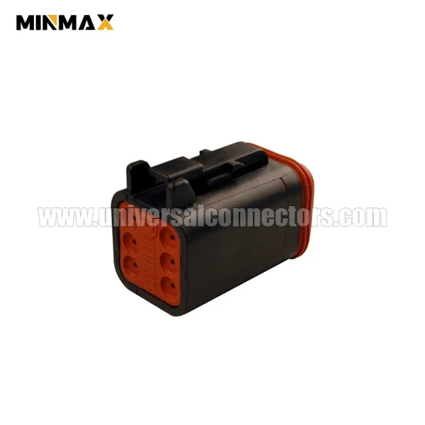 dt06 6s ce06 female 6 pins waterpfoof black wire in line harvester dt connector
