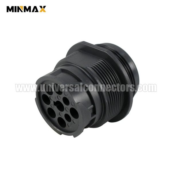 deutsch hd 10 serie hd10 9 1939p b022 male wire to wire, sealable, black, 9 pins flange mount car connector
